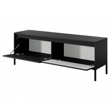 Stolik RTV ryflowane fronty 150 cm 2-drzwiowa SONEO czarna